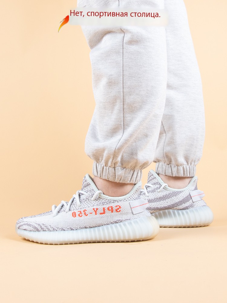 Кроссовки для бега Adidas Yeezy 350 V2 из льда синего цвета с зеброй B37571